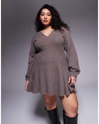 ASOS - Asos Design Curve Supersoft V Front Fit And Flare Mini Dress - Lyst