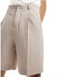 ASOS - Pantaloncini eleganti a fondo ampio color pietra - Lyst