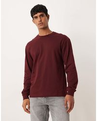 ARKET - Camiseta Extragrande De Manga Larga Con Cuello Alto De Punto Liso De Algodón Puro De -Rojo - Lyst