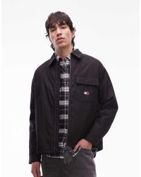 Tommy Hilfiger - Sobrecamisa Negra Con Cremallera De Pana Técnica De - Lyst