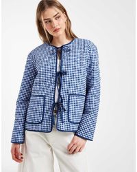 Pieces - Tie Front Quilted Jacket - Lyst