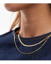 Pieces - Collana A Catenina Doppio Filo Dorata - Lyst