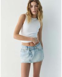 Pull&Bear - Denim Crossover Skort - Lyst