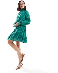 ASOS - High Neck Big Sleeve Jacquard Mini Dress - Lyst