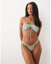 ASOS - Sian Reversible High Leg Double Strap Ruched Tanga Bikini Bottom - Lyst