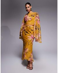 ASOS - Kimono Sleeve Cape Detail Draped Midaxi Dress With Open Back - Lyst