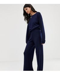 ASOS Mix & Match - Pantaloni con fondo ampio a coste - Blu