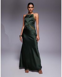 ASOS - – hochgeschlossenes maxikleid aus satin-chiffon-mix - Lyst