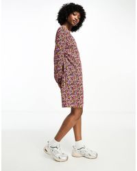 Pieces - Mini Jurk Met Overslag En Fijne Print - Lyst