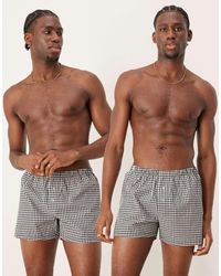 ASOS - Confezione Da 2 Boxer Blu E Neri A Quadretti - Lyst