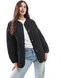 Pieces - Giacca Leggera Trapuntata Nera - Lyst