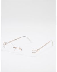 ASOS – randlose sonnenbrille im stil der 90er-jahre mit ungetönten gläsern - Mehrfarbig