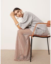 ASOS - Metallic Knitted Sheer Sweeping Maxi Skirt - Lyst