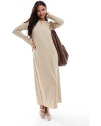 Vila - Maxi-Jurk Met Lange Mouwen En Textuur - Lyst