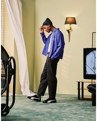ASOS - Nette Oversized Broek Van Geborstelde Stof Met Toelopende Pijpen En Plooien Aan De Voorkant - Lyst