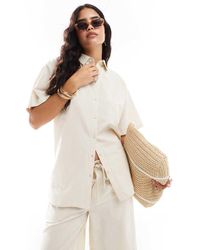 ASOS - Camisa Beis Extragrande De Tejido Efecto Lino De (Parte De Un Conjunto) - Lyst