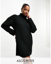 ASOS - Asos Design Petite Knitted Jumper Mini Dress With High Neck - Lyst