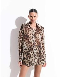 Noughts & Kisses - Chiffon Shoulder Pads Deep Cuffed Shirt - Lyst