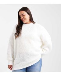 ASOS - Jersey Extragrande Con Bajo Redondeado De Bouclé De Asos Design Curve-Blanco - Lyst