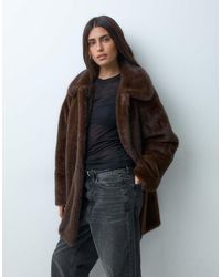 ASOS - Collared Faux Fur Midi Car Coat - Lyst