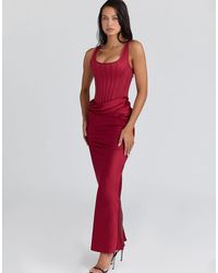 House Of Cb - Kira Satin Corset Maxi Dress - Lyst