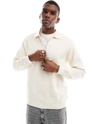 Only & Sons - Polo A Maniche Lunghe Color Crema Con Zip Corta - Lyst