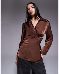 ASOS - Satin Wrap Over Shirt - Lyst