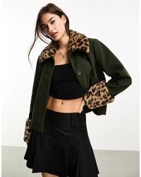 ONLY - Tailored Jacket With Removable Leopard Faux Fur - Lyst