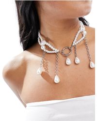 Reclaimed (vintage) - Collana con perle pendenti dal design romantico - Lyst