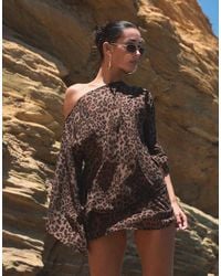SIMMI - Leapord Print Beach Chiffon Mini Dress - Lyst