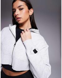 4505 - Icon Rest Day Heavyweight 440Gsm Cotton Zip Up Boxy Crop Hoodie - Lyst
