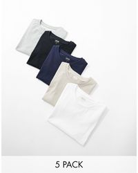 ASOS - Confezione da 5 t-shirt girocollo attillate - Lyst