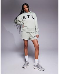 Kaiia - Sweat à capuche oversize d'ensemble avec logo ktl - sauge - Lyst