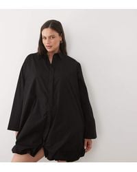 ASOS - Asos Design Curve Wide Cuff Shirt Mini Dress With Bubble Hem - Lyst