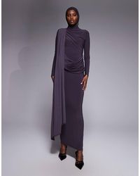 ASOS - Long Sleeve Slinky Draped Maxi Dress - Lyst