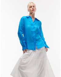 Mango - Ramie Semi Sheer Long Sleeve Shirt - Lyst