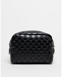 ASOS - Faux Leather Wash Bag With Embossed Checkerboard Design - Lyst