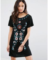 Girls On Film Embroidered Dress - Black
