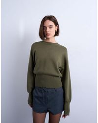 TOPSHOP - Jersey Con Cintura Entallada De Punto Compacto De -Verde - Lyst