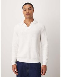 Mango - Knitted Open Collar Polo Shirt - Lyst