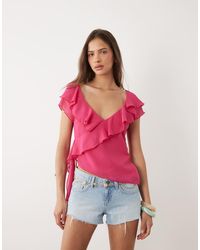 Motel - Riksa Draped Floaty Top - Lyst