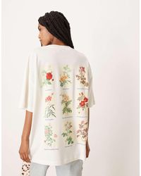 ASOS - T-Shirt Vestibilità Classica Antracite Slavato Con Grafica Artistica "Flower Market" - Lyst