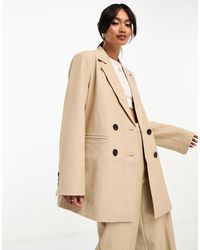 Y.A.S - Y.a.s - blazer d'ensemble ajusté à double boutonnage - camel - Lyst