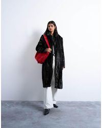 TOPSHOP - Jas Van Imitatiebont Met Lange Pasvorm - Lyst