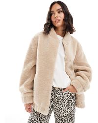 Miss Selfridge - – oversize-bomberjacke aus teddyfell - Lyst