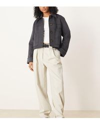 ASOS - Pantalones De Sastre Blanco De Pernera Barrel Con Cinturón De Tejido Texturizado De Tall-Neutro - Lyst