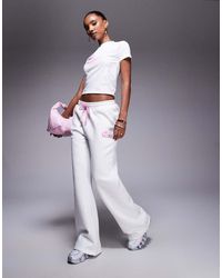 Kaiia - Cotton Rich Wide Leg Trackies With Contrast Drawstring - Lyst