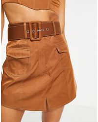ASOS - Co-ord Belted Mini Skirt With Stitching Detail - Lyst
