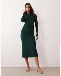 Nobody's Child - Laurella Jersey Boat Neck Ruched Detail Midi Dress - Lyst