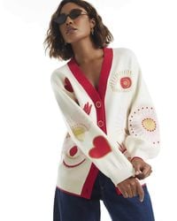 River Island - Embroidered Quirky Cardigan - Lyst